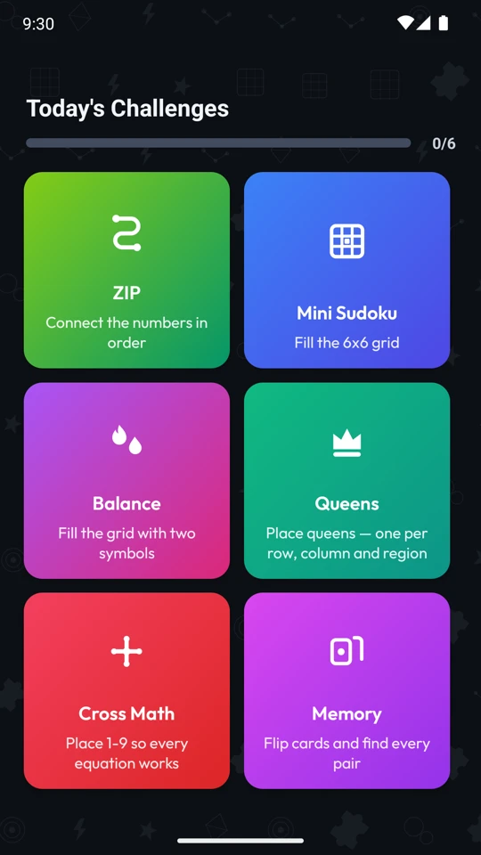 QuickPuzzl daily challenges grid