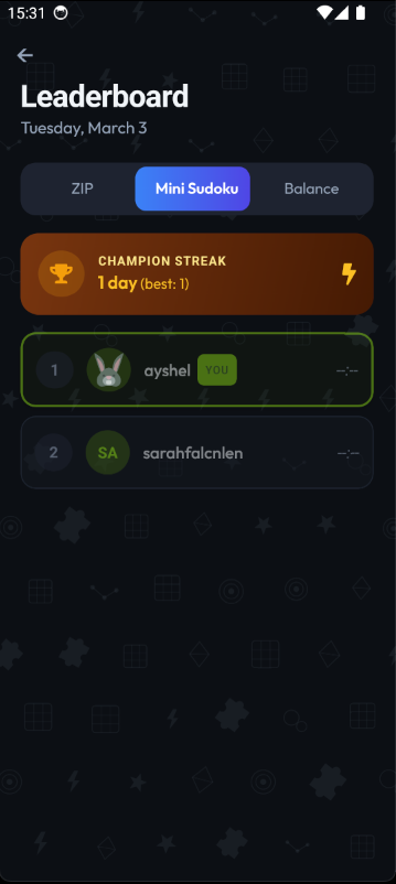 QuickPuzzl leaderboard