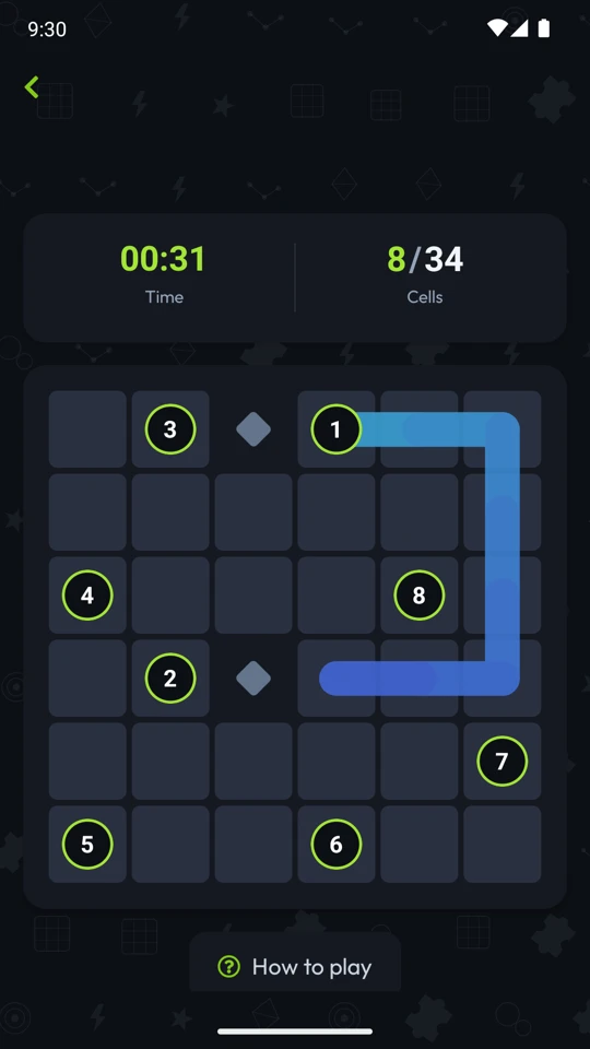 QuickPuzzl Zip pathfinding puzzle